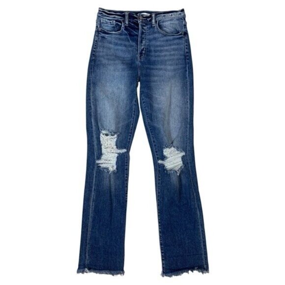 Willow Root Distressed Ripped Mom Jeans High Rise Frayed Hem Denim Blue 28 - Picture 1 of 8